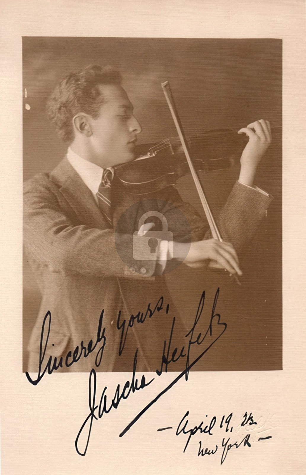 Jascha Heifetz Early Signed Autograph Photo Postcard COPY Jascha Heifetz Early Signed Autograph Photo Postcard COPY
