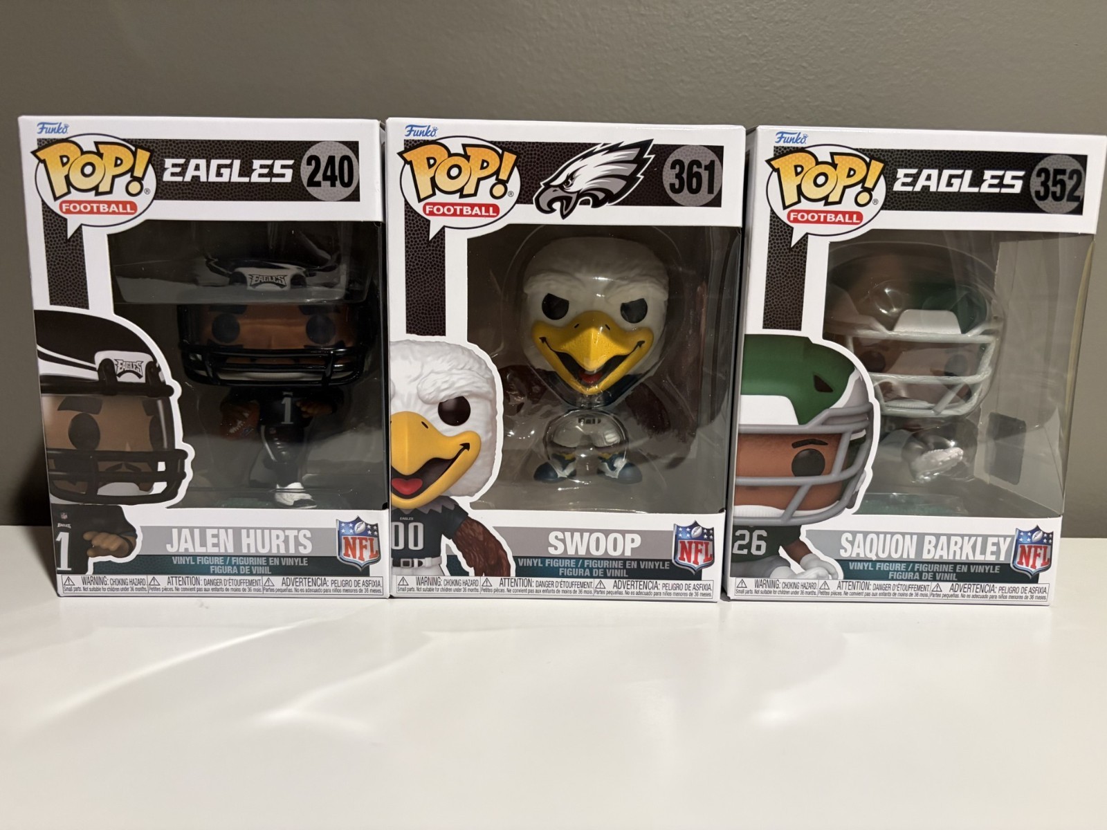 Philadelphia Eagles Funko Pop Bundle Jalen Hurts, Swoop and Saquon Barkley Philadelphia Eagles Funko Pop Bundle Jalen Hurts, Swoop and Saquon Barkley