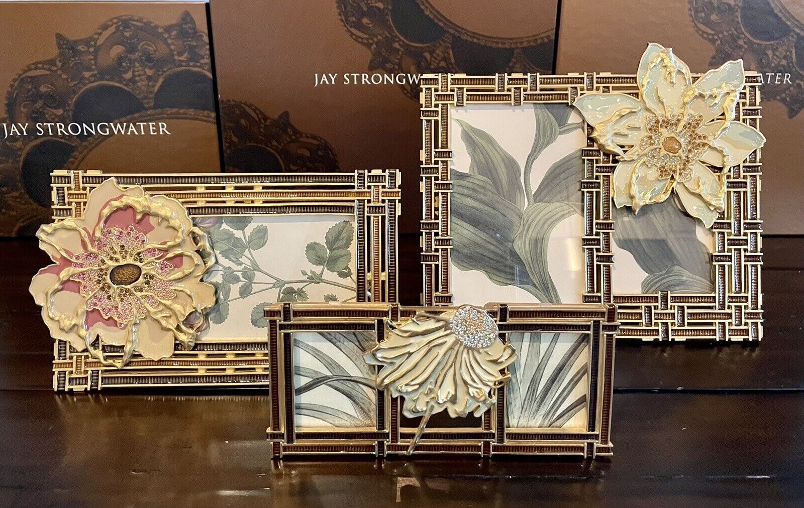 The Modern Floral Collection by Jay Strongwater Three Frame Set Signed Stunning