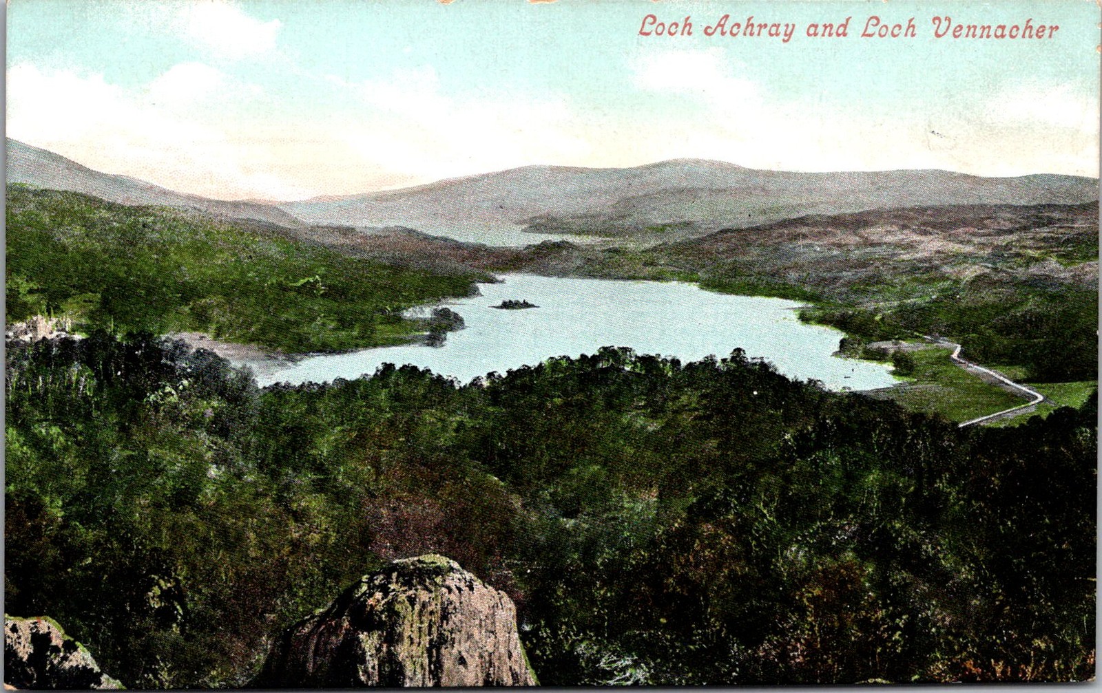 Loch Achray and Loch Vennacher Landscape Vintage Postcard 4P24-9 Loch Achray and Loch Vennacher Landscape Vintage Postcard 4P24-9