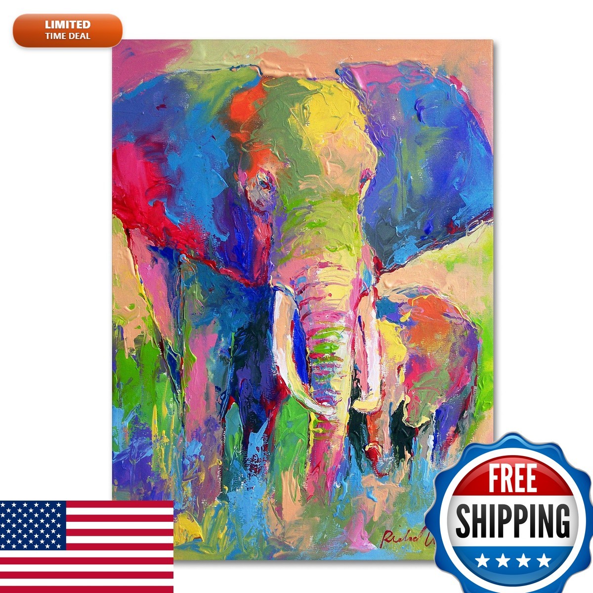 Trademark Fine Art Elephant 1 Artwork by Richard Wallich 35 by 47-Inch Trademark Fine Art Elephant 1 Artwork by Richard Wallich 35 by 47-Inch
