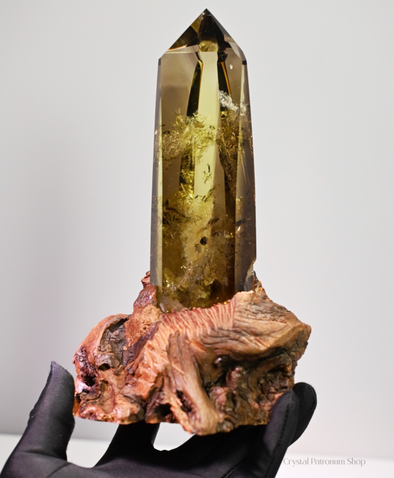 Large Citrine Crystal Tower Polished Quartz Point w/ Driftwood Stand 1.5LB
