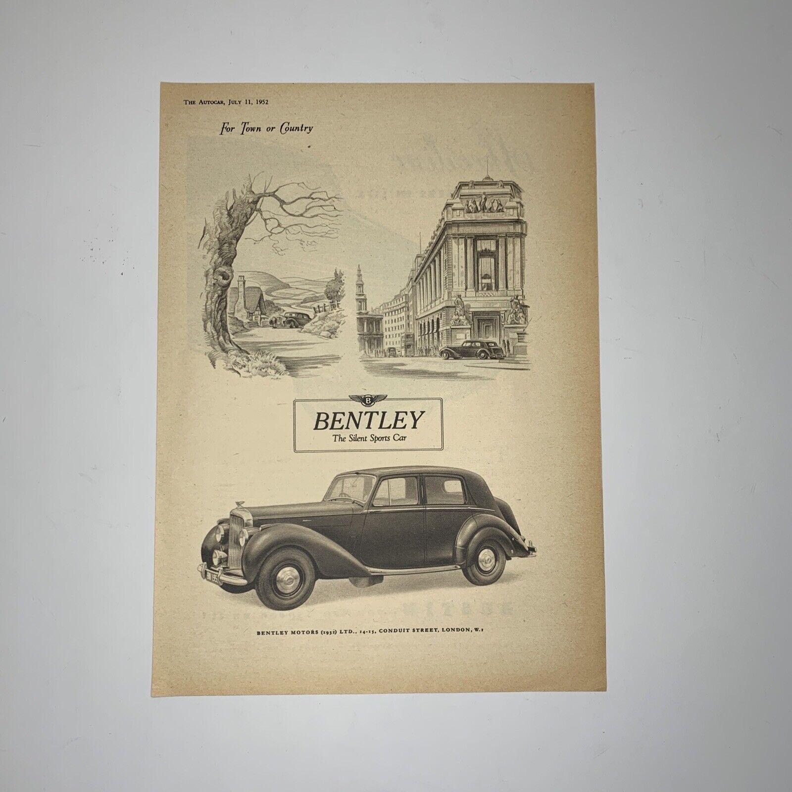 Vintage European Print Advertisement 1952 Bentley From The Autocar Magazine