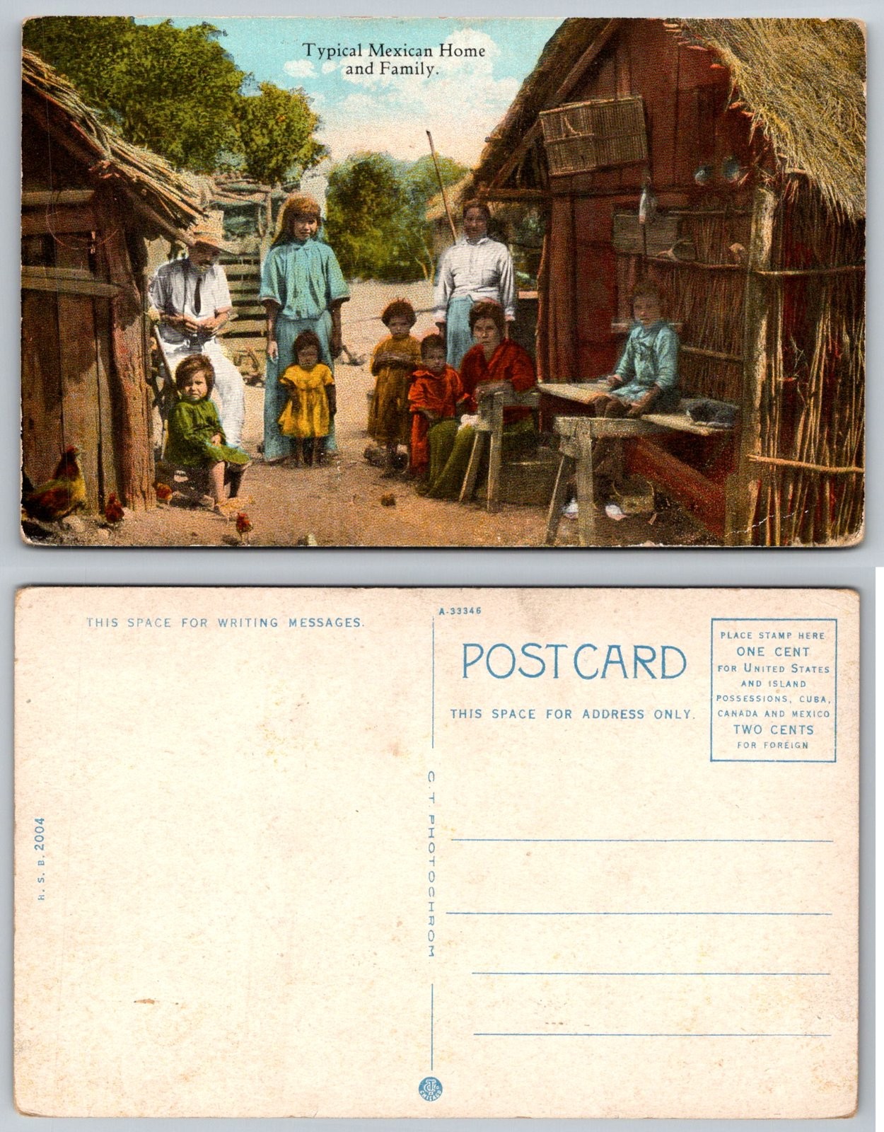 Typical Mexican Home and Family Mexico O. T. Photochrom Postcard