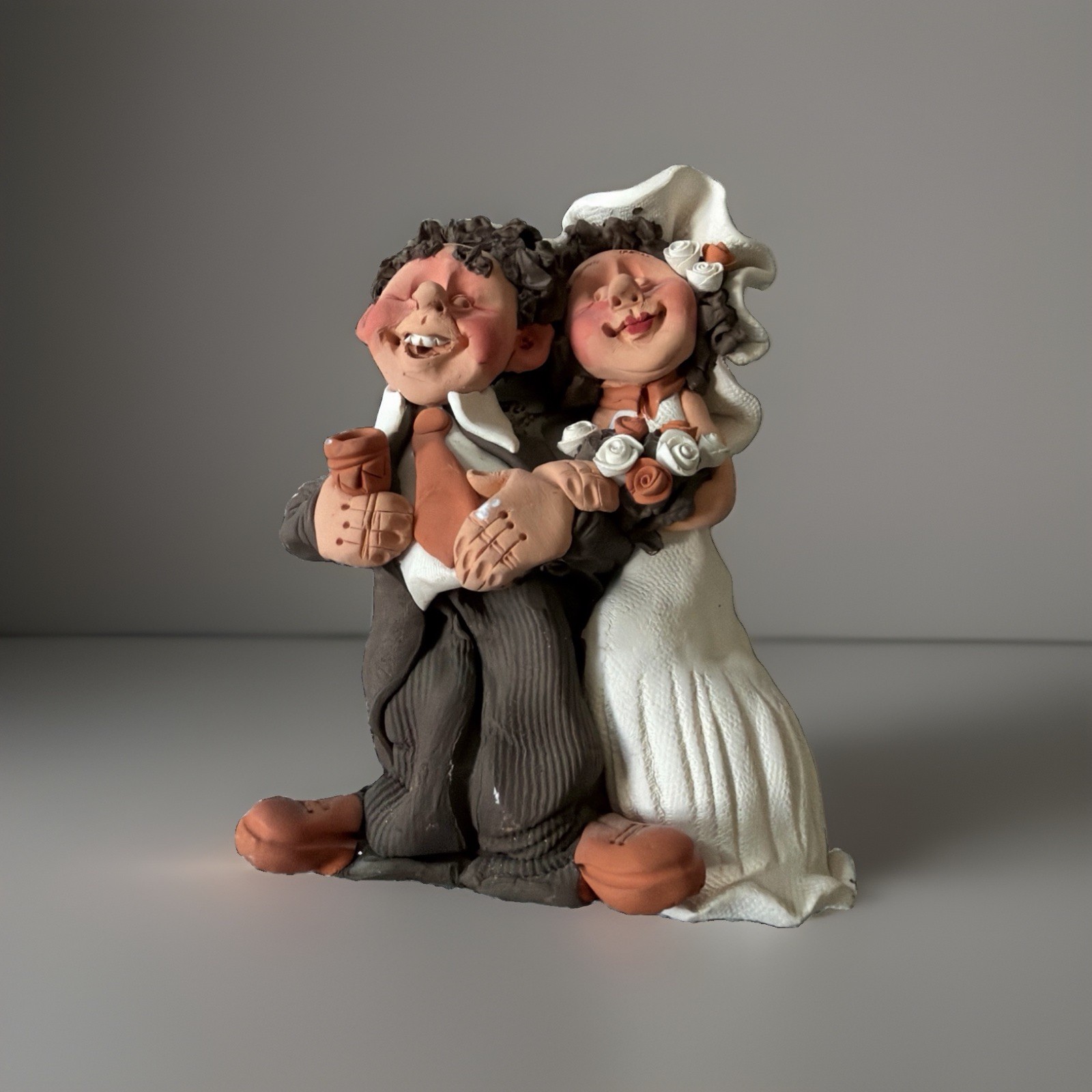 Handmade Denis Filster Bride and Groom Clay Figurine Handmade Denis Filster Bride and Groom Clay Figurine