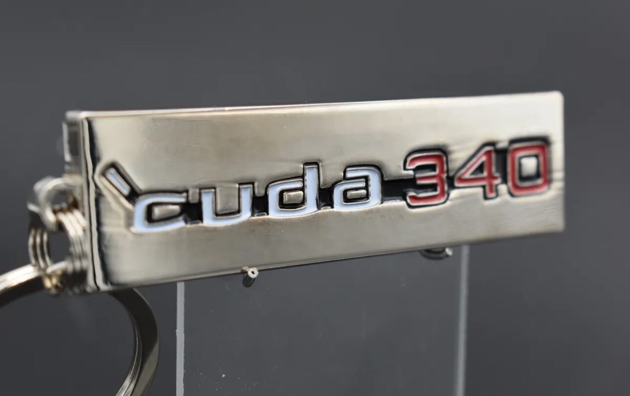 Plymouth Cuda 340 emblem keychains. Single sided, 3mm thick painted- 64 Plymouth Cuda 340 emblem keychains. Single sided, 3mm thick painted- 64