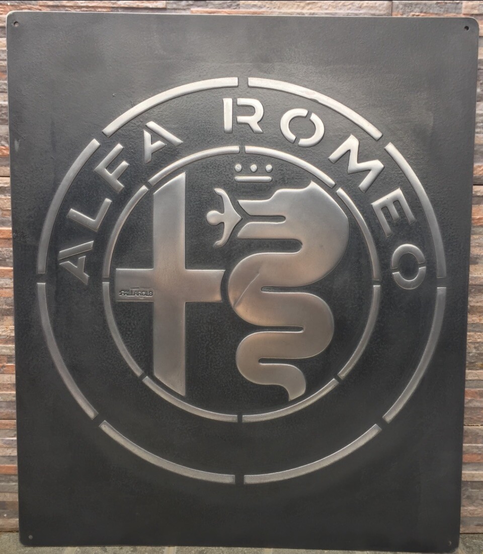 Alfa Romeo Vintage Steel Garage Sign 20x24 Handmade Aluminum Relief