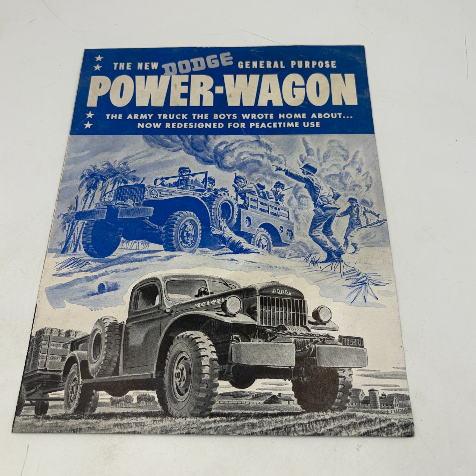 1946 Vintage Original DODGE Power-Wagon TRUCK ADVERTISING Brochure Poster WWII 1946 Vintage Original DODGE Power-Wagon TRUCK ADVERTISING Brochure Poster WWII