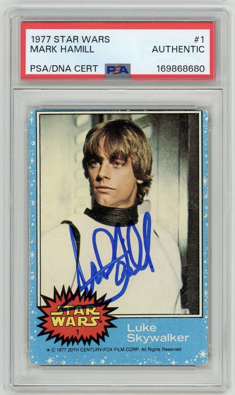 Mark Hamill 1977 Topps Star Wars #1 Luke Skywalker Signed PSA Auto Authentic Mark Hamill 1977 Topps Star Wars #1 Luke Skywalker Signed PSA Auto Authentic