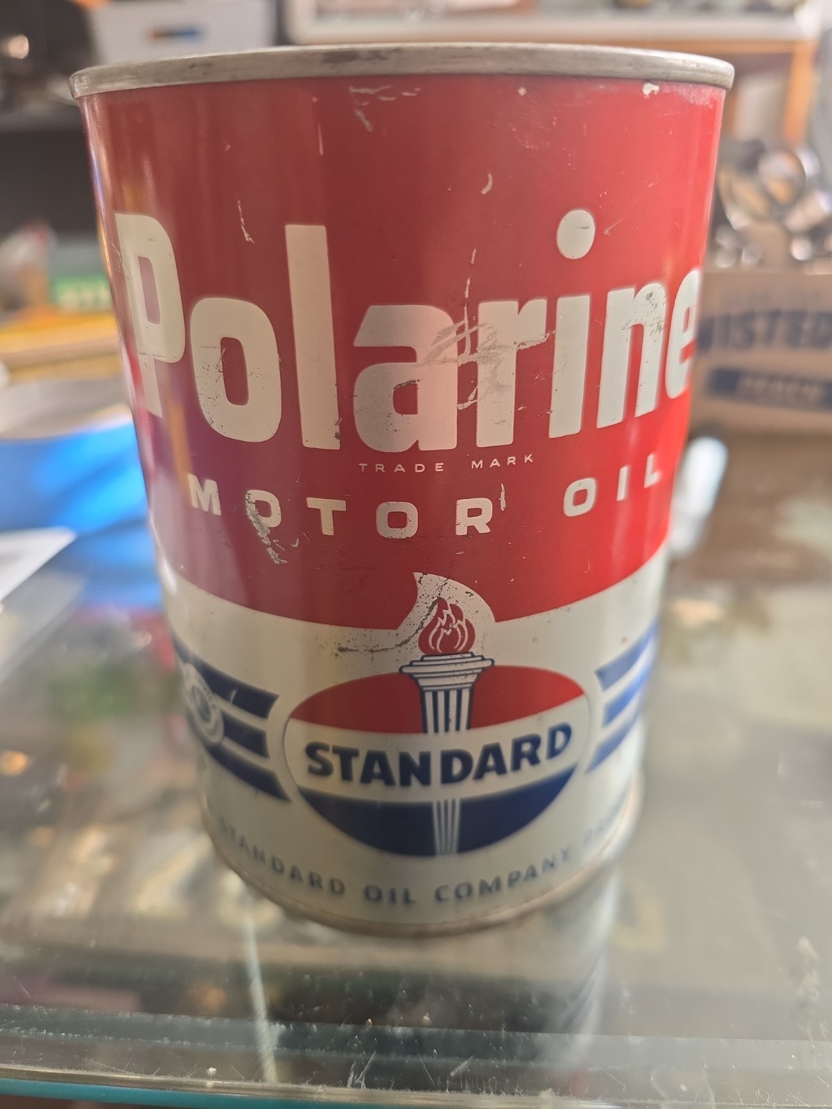 Vintage Polarine Standard Motor Oil Quart Can FULL