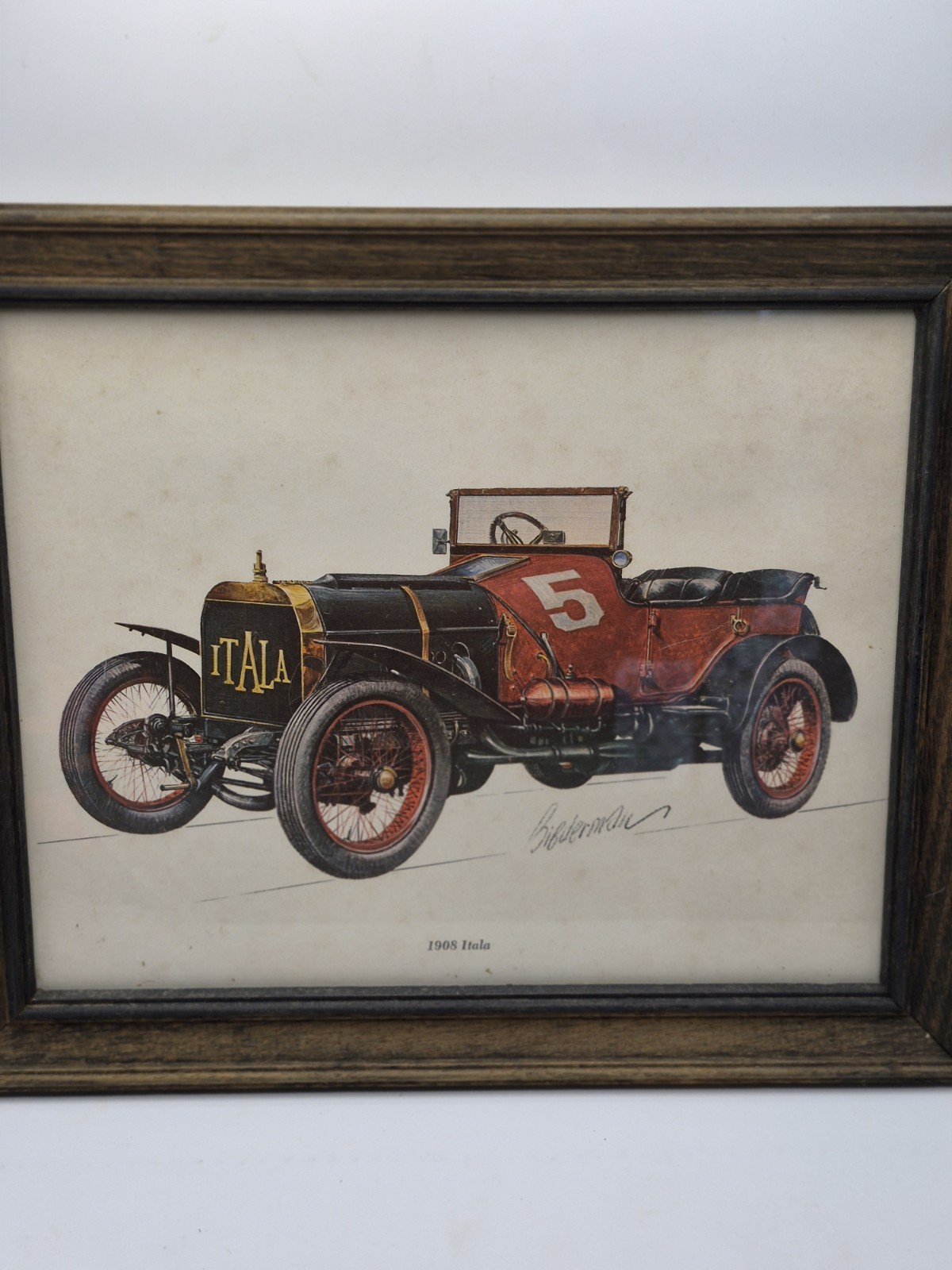Vintage 8 X 10 Picture 1908 Itala car automotive lithograph art print Vintage 8 X 10 Picture 1908 Itala car automotive lithograph art print