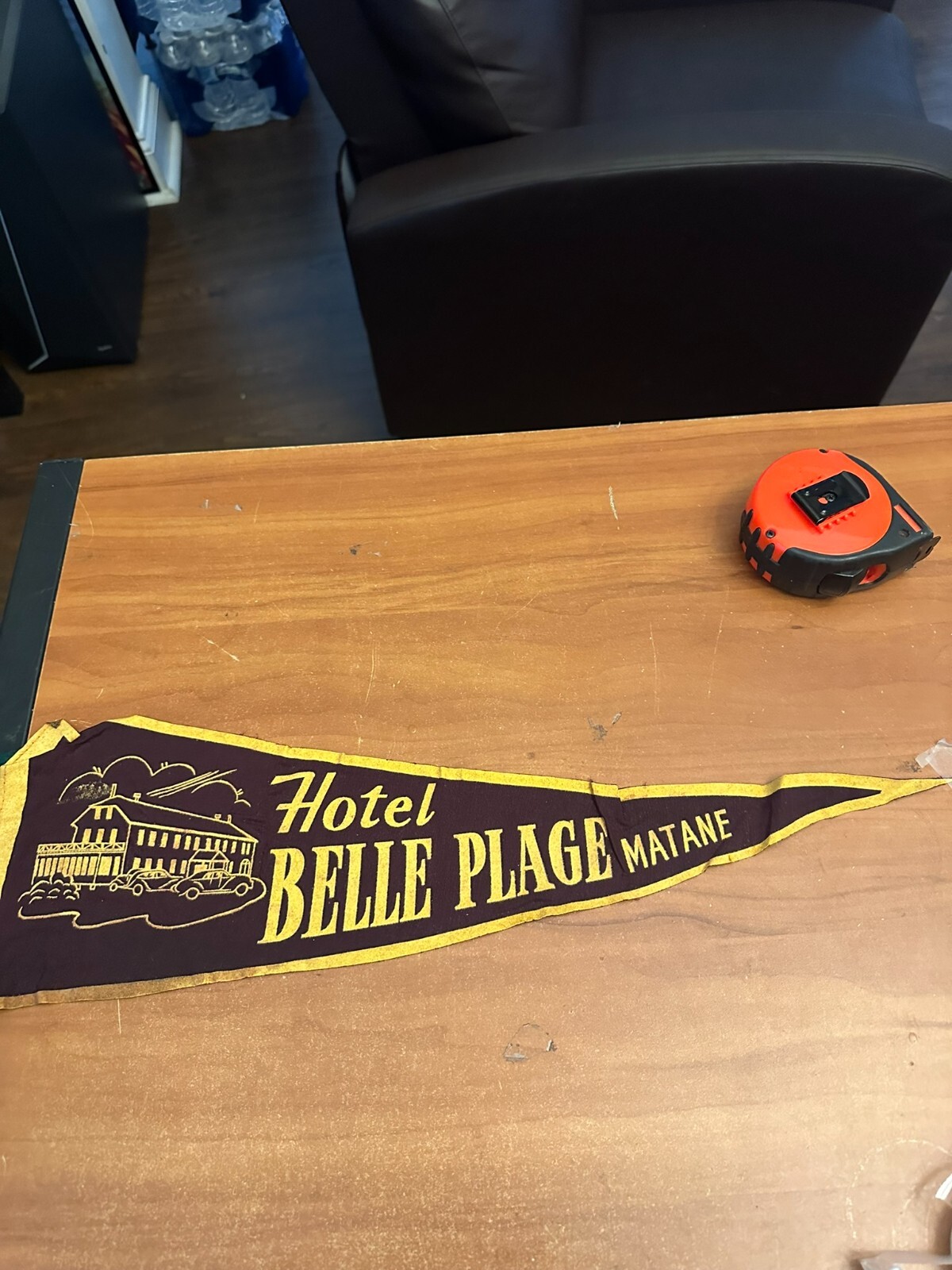 Rare VINTAGE Pennant felt 1960\'s 20 Inch Hotel Belle Plage Matane Rare VINTAGE Pennant felt 1960\'s 20 Inch Hotel Belle Plage Matane