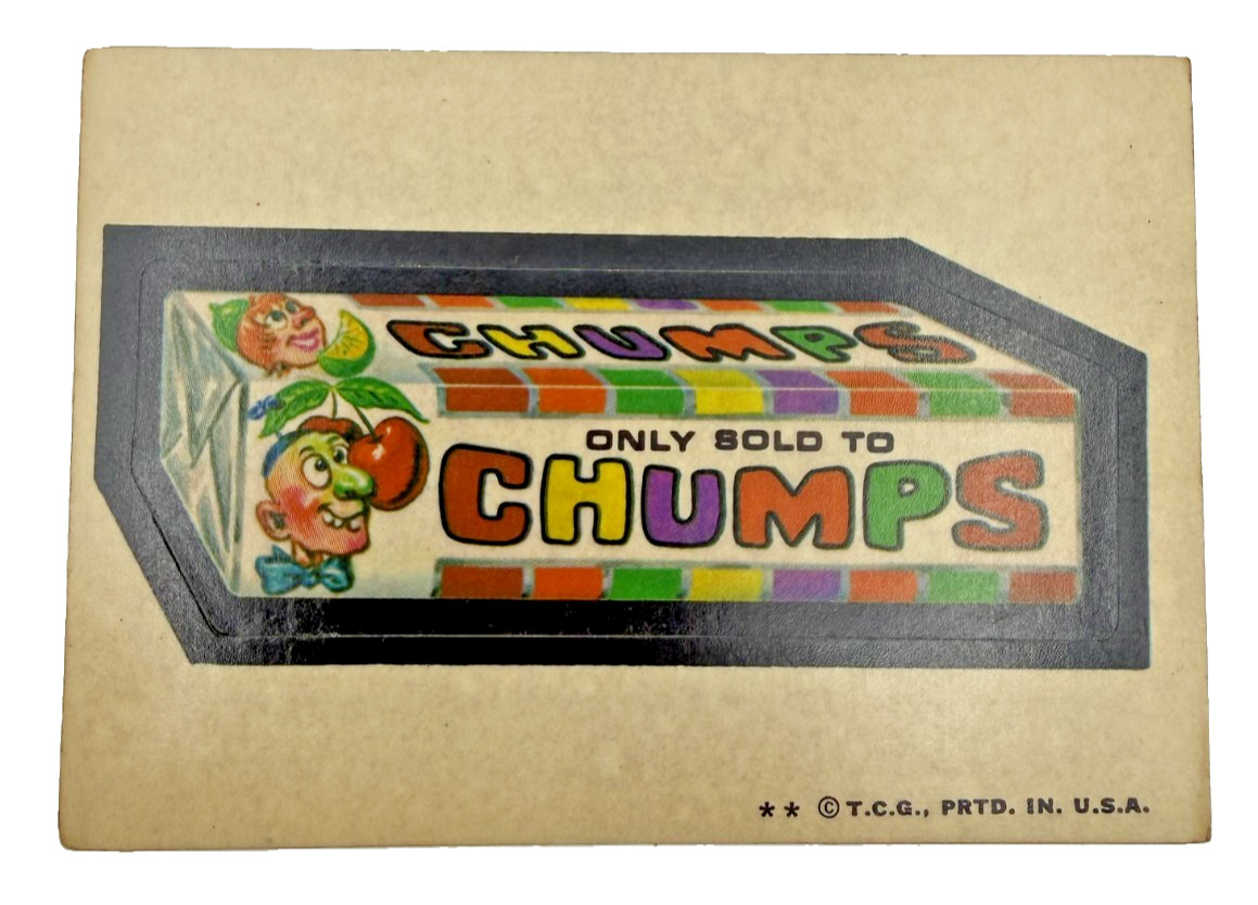 1974 Topps Wacky Packages 5th Series Chumps Candy Sticker Tan Back Original