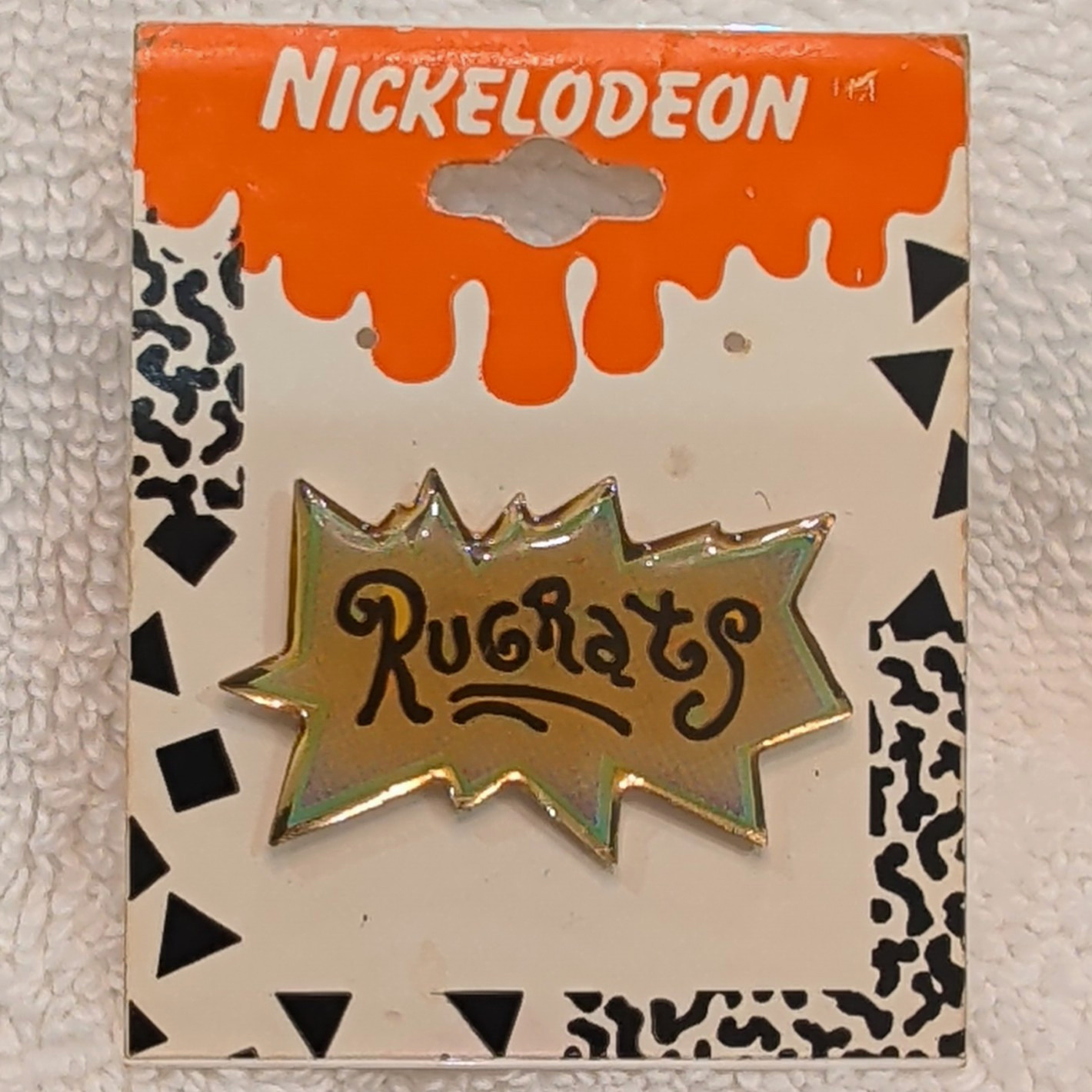 Vintage 1990s Nickelodeon Rugrats Logo Enamel Pin - New on Card (NOS) Vintage 1990s Nickelodeon Rugrats Logo Enamel Pin - New on Card (NOS)