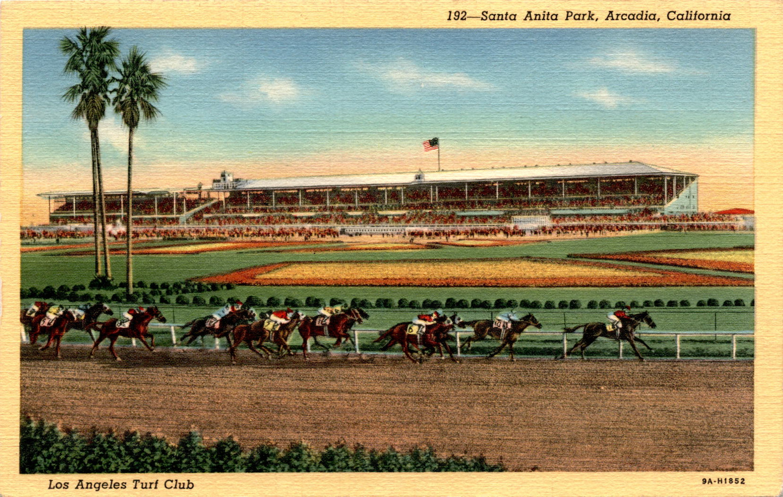 Santa Anita Park, Arcadia, California, Los Angeles Turf Club, Lucky Postcard Santa Anita Park, Arcadia, California, Los Angeles Turf Club, Lucky Postcard