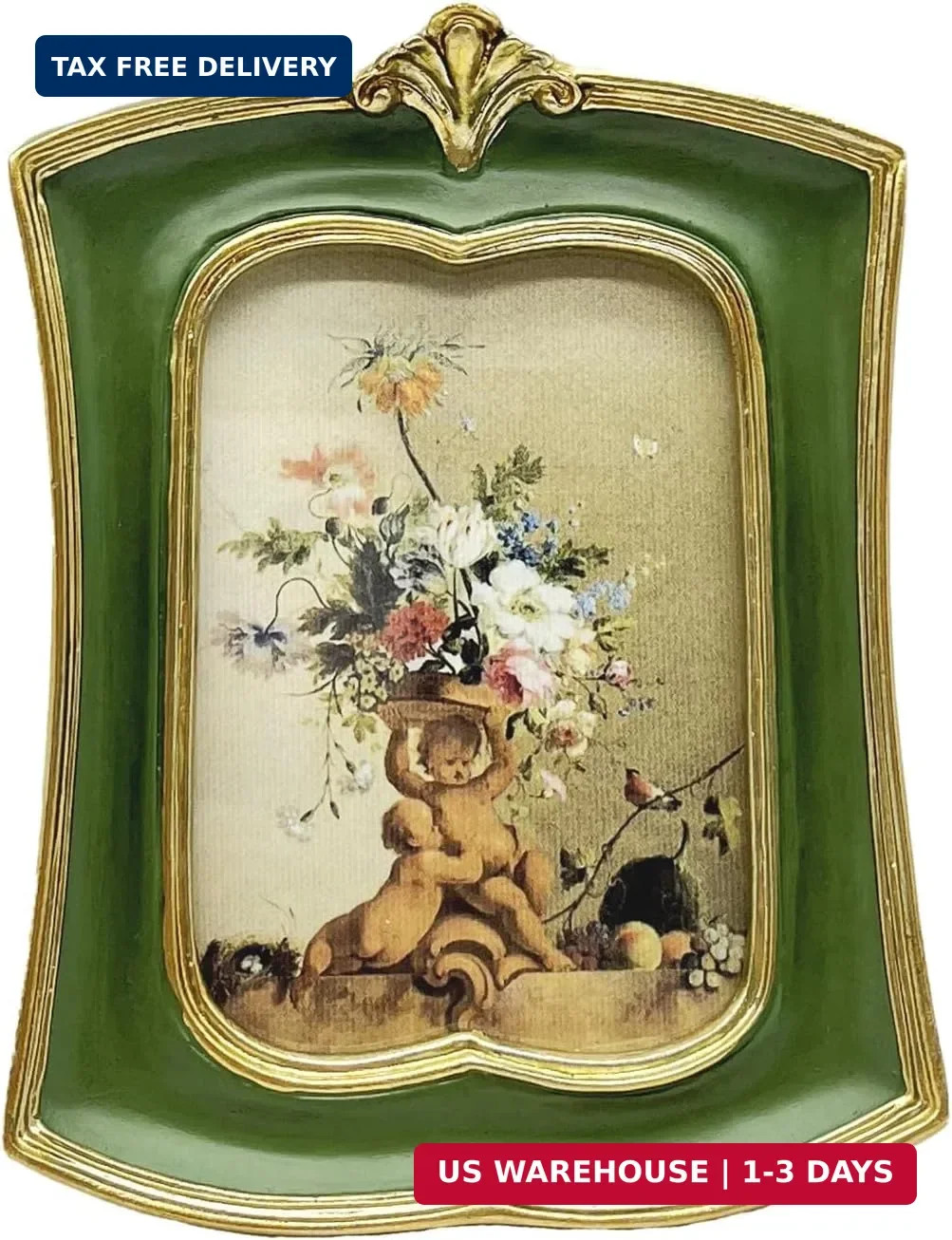 Vintage Picture Frame 2.5x3.5 Antique Ornate Photo Frame Tabletop and Wall Hangi