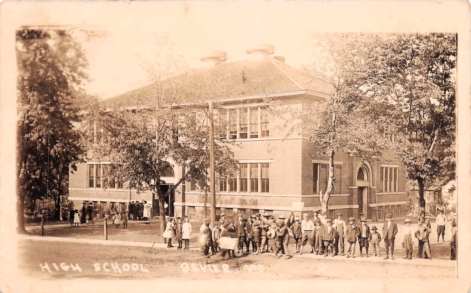RPPC Bevier MO Missouri High School Macon Railroad Cancel RPO Photo Postcard F2