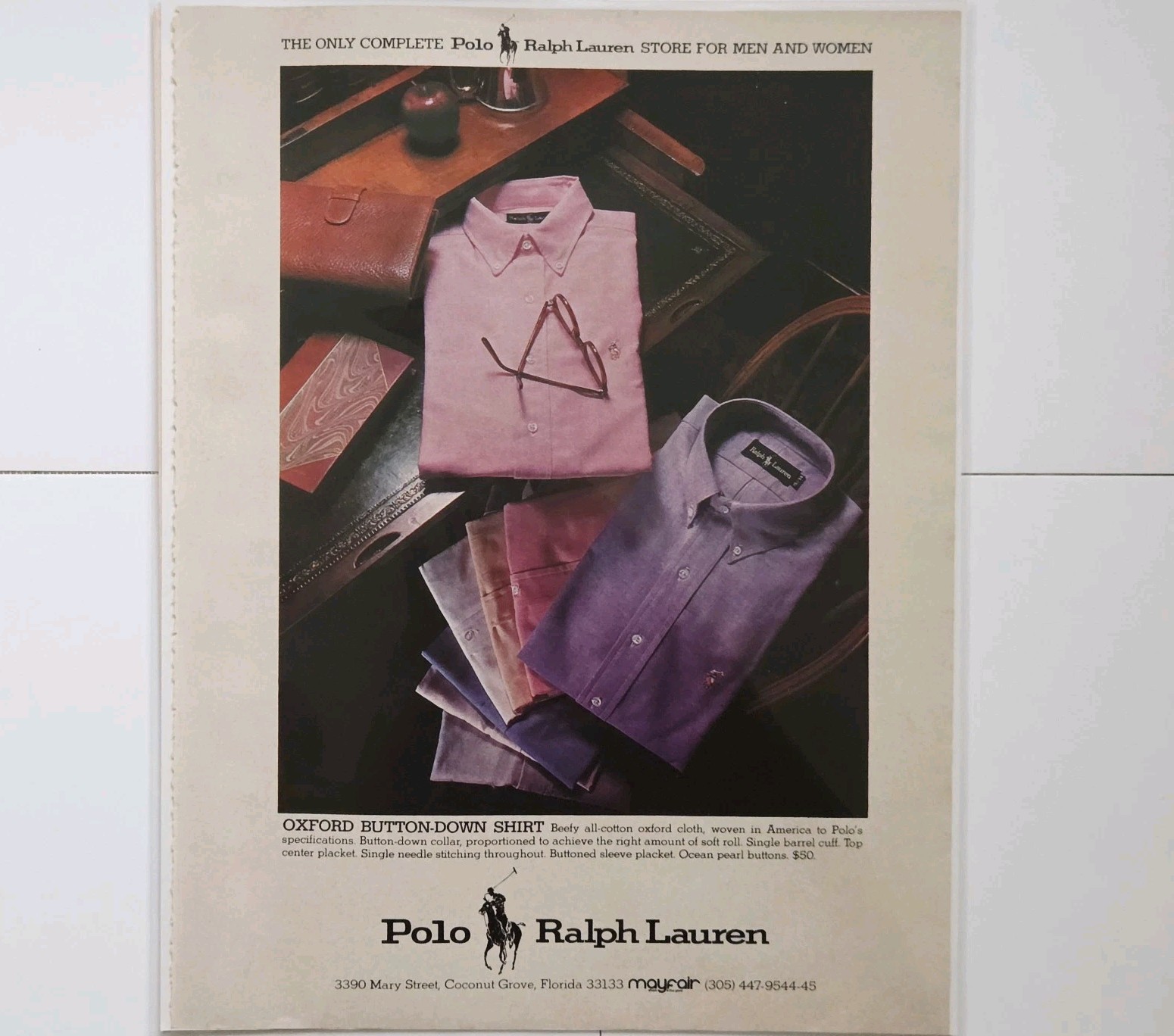 Vintage 1979 Polo Ralph Lauren Oxford Button Down Shirt Print Ad Ivy Style Rare
