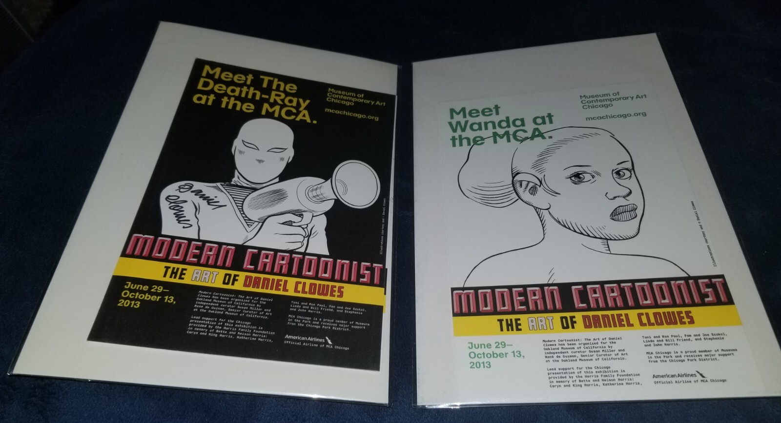 Dan Clowes Museum SHOW Postcards Autograph On The Deathray EIGHTBALL Dan Clowes Museum SHOW Postcards Autograph On The Deathray EIGHTBALL