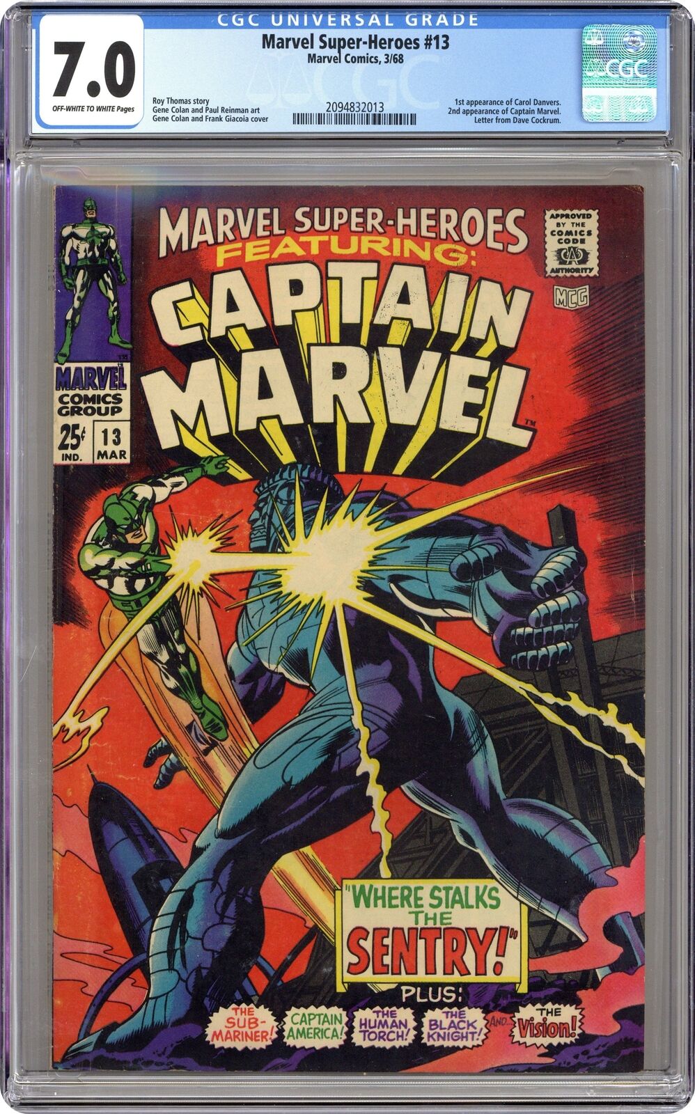 Marvel Super Heroes #13 CGC 7.0 1968 2094832013