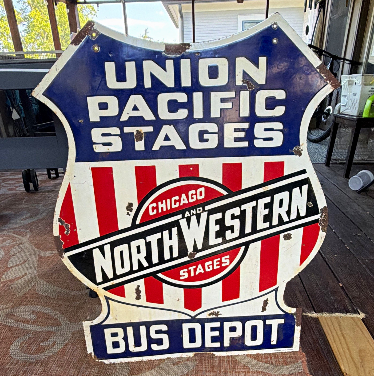 Original Union Pacific Stages Chicago & North Western Stages Bus Depot Sign Original Union Pacific Stages Chicago & North Western Stages Bus Depot Sign