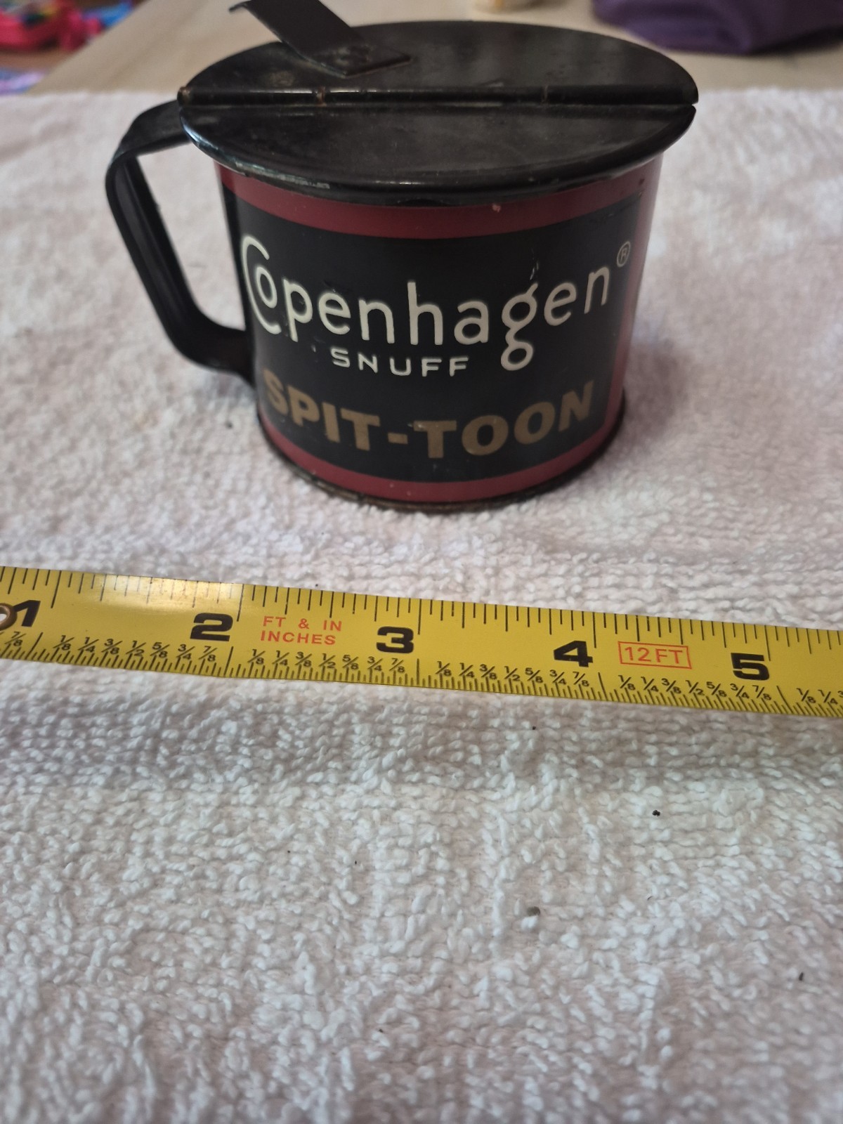 Vintage Copenhagen Cut Snuff Portable Auto Spittoon  Cup Tin Metal