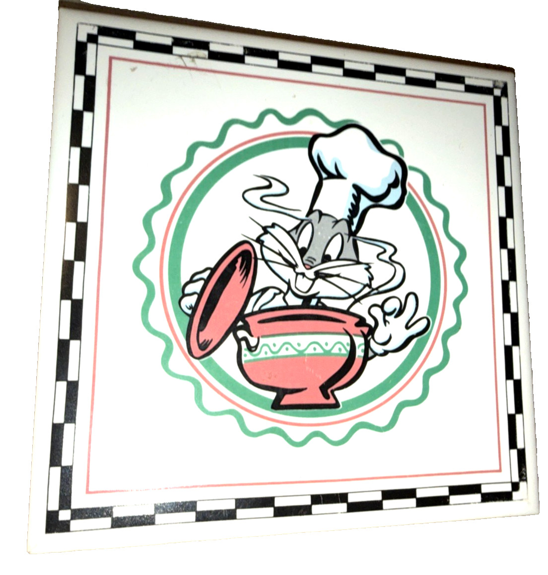 Vintage Looney Tunes Chef Bugs Bunny Ceramic Kitchen Cooking Tile Trivet USA Vintage Looney Tunes Chef Bugs Bunny Ceramic Kitchen Cooking Tile Trivet USA