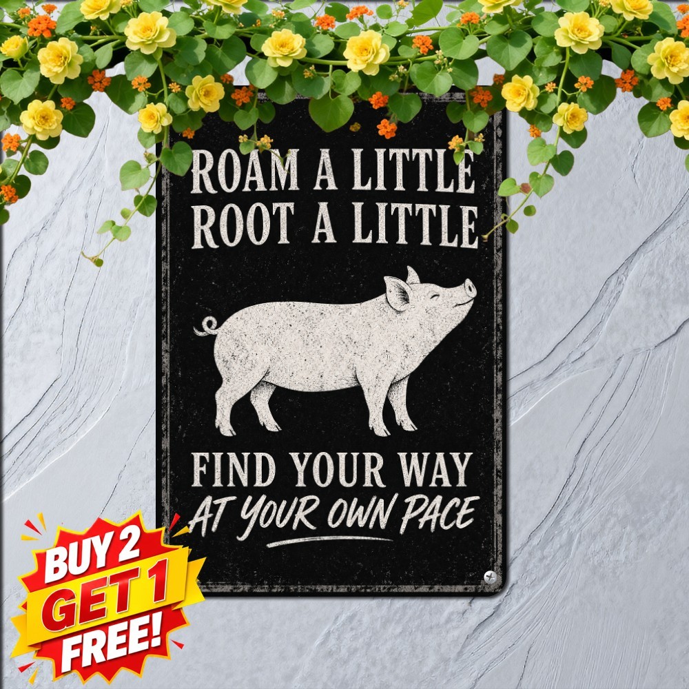 vintage farmhouse quote poster design center pig silhouette