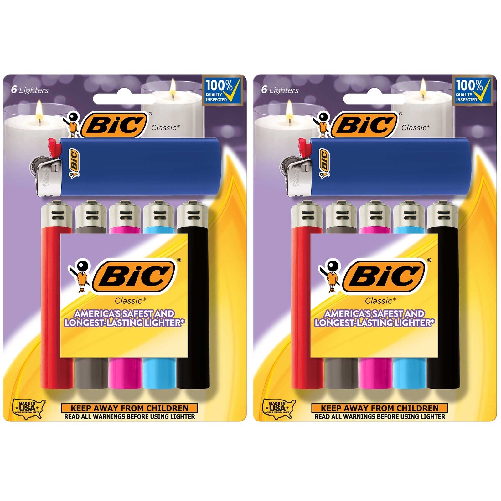BIC Classic Lighter, Assorted Colors, 12-Pack (Packaging May Vary)