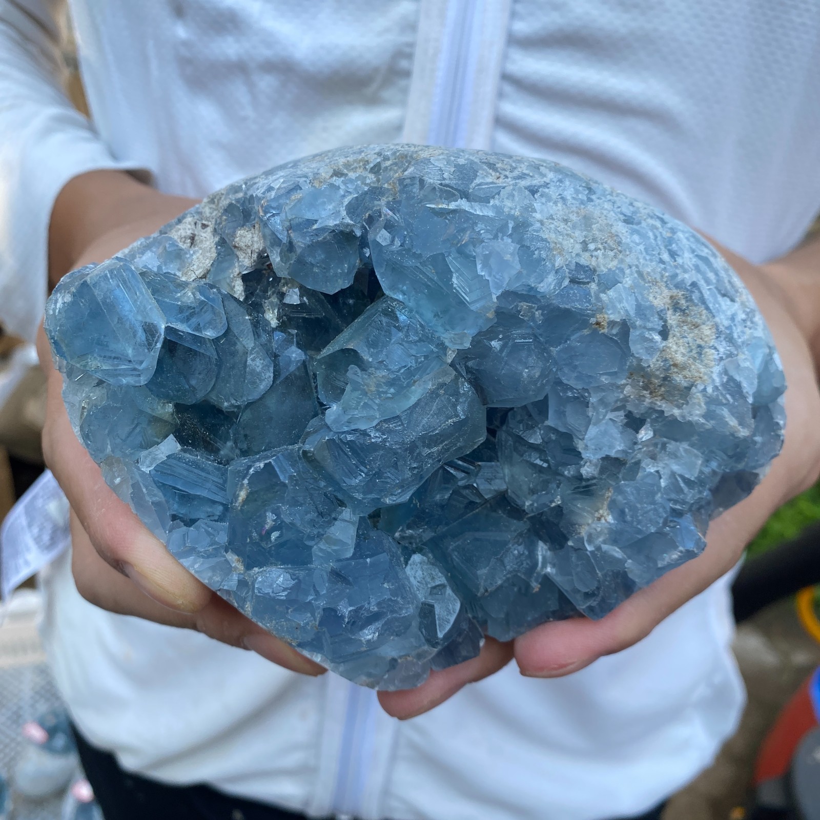3.5lb natural blue celestite geode quartz crystal mineral specimen healing