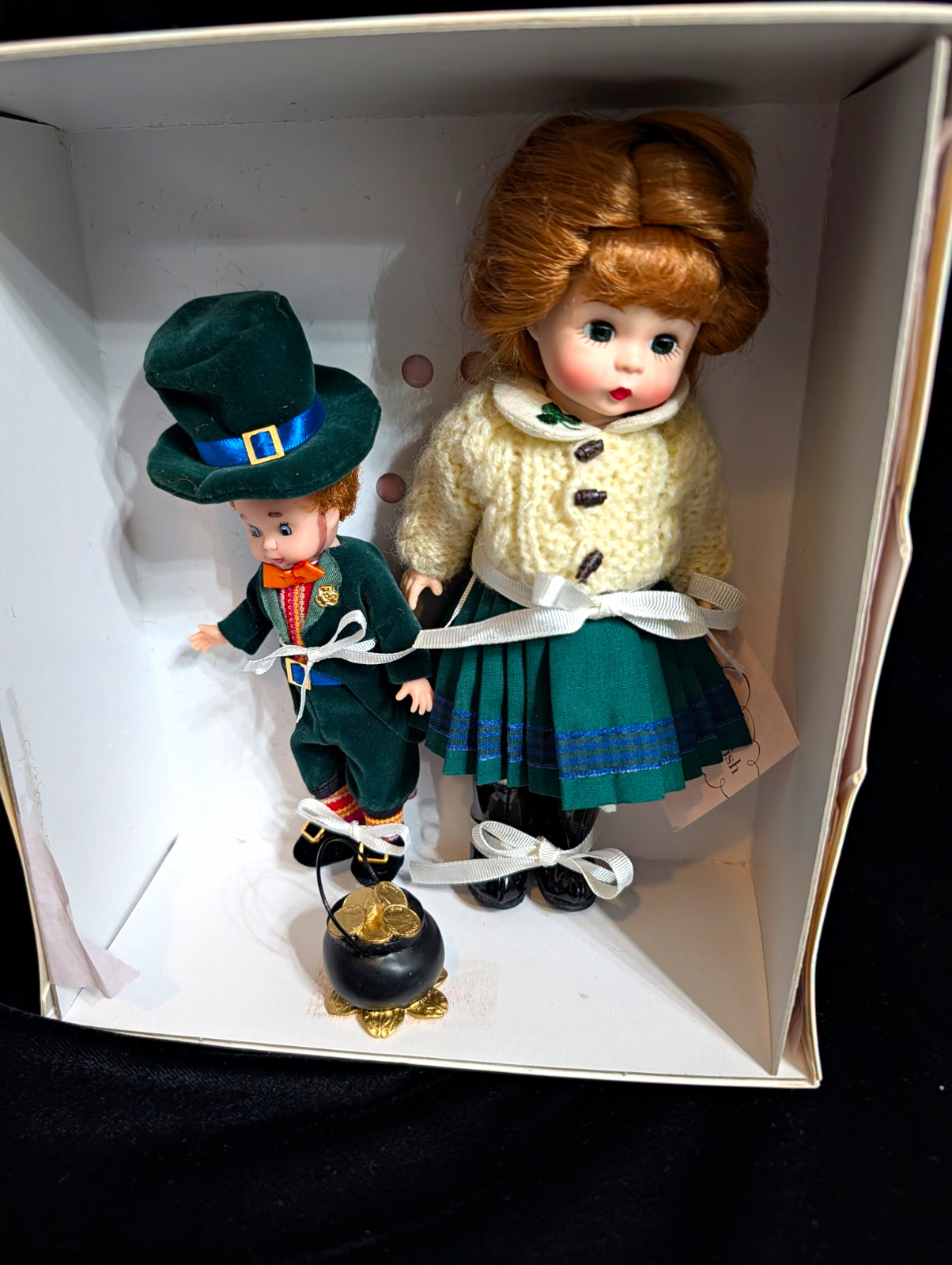 Madame Alexander Luck of the Irish Girl and Leprechaun Figurines 2pc Boxed Madame Alexander Luck of the Irish Girl and Leprechaun Figurines 2pc Boxed