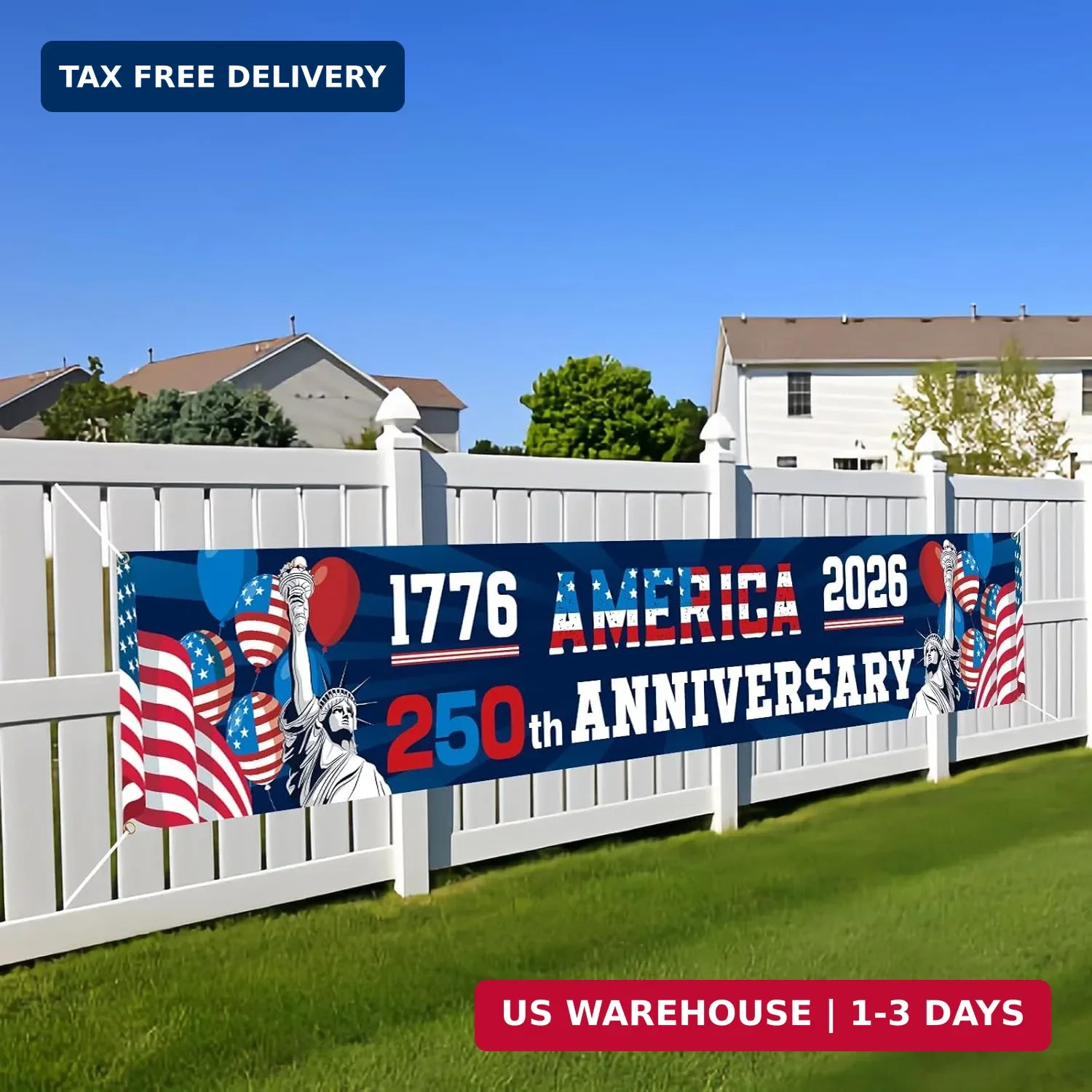 250th Anniversary American Banner Flag, 4th of July Decorations,1776-2026 USA 25