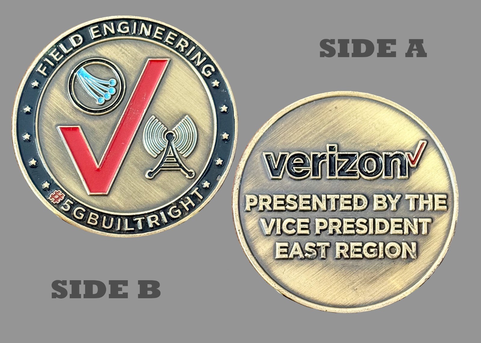 Verizon 5G Tower Red Black Enamel Bronze Challenge Coin 1#31 Verizon 5G Tower Red Black Enamel Bronze Challenge Coin 1#31