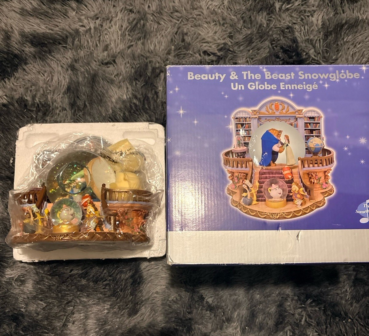 RARE VTG Disney Beauty & the Beast Library Double Snow Globe Music Box 90\'s RARE VTG Disney Beauty & the Beast Library Double Snow Globe Music Box 90\'s