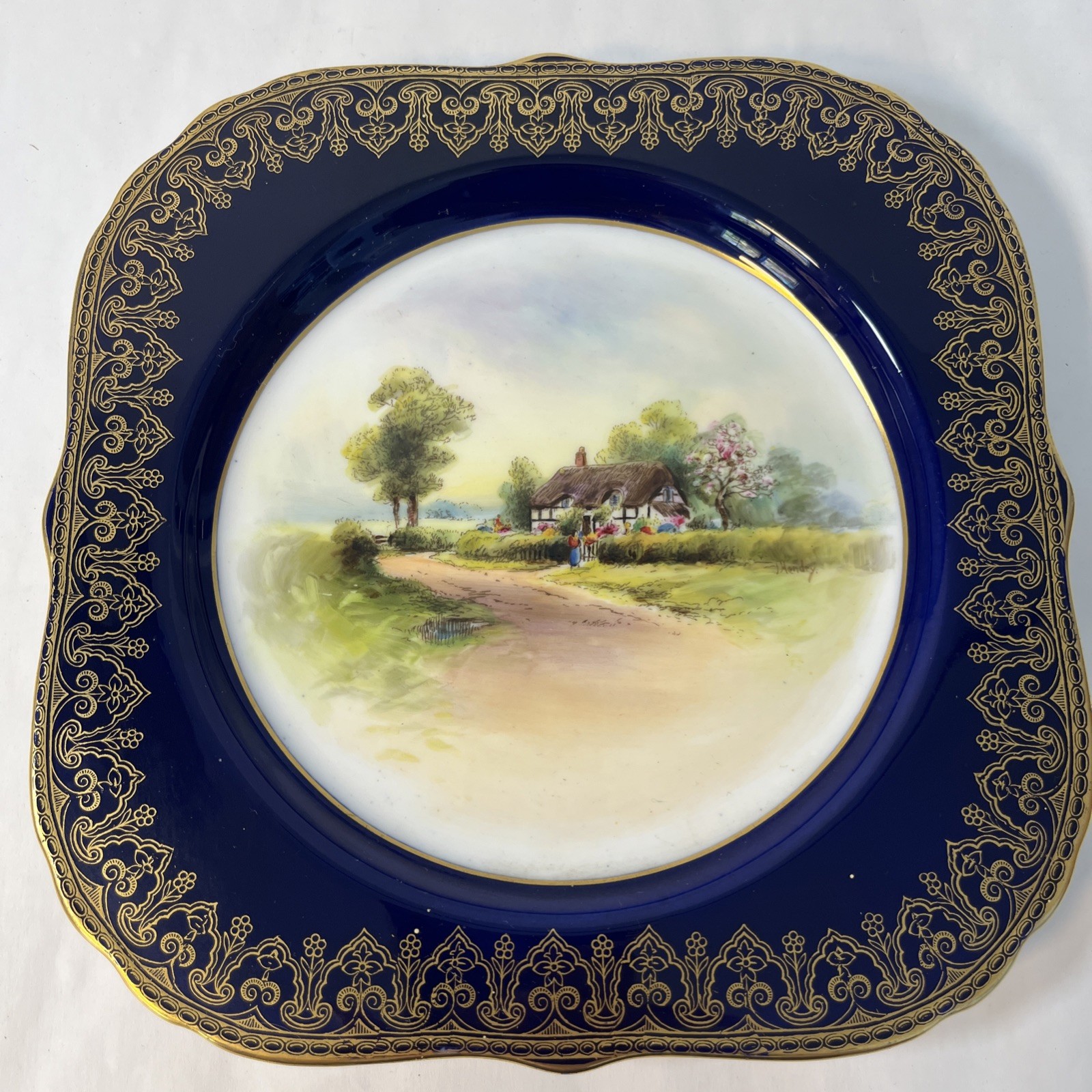 Royal Worcester Hand Painted Anne Hathaway’s Cottage Plate J Hendry Signed 1935 Royal Worcester Hand Painted Anne Hathaway’s Cottage Plate J Hendry Signed 1935