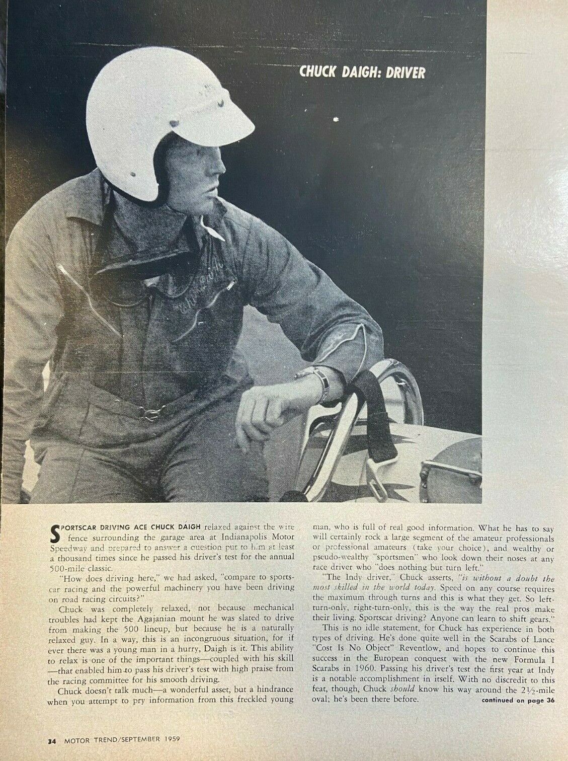 1957 Race Car Driver Chuck Daigh illustrated