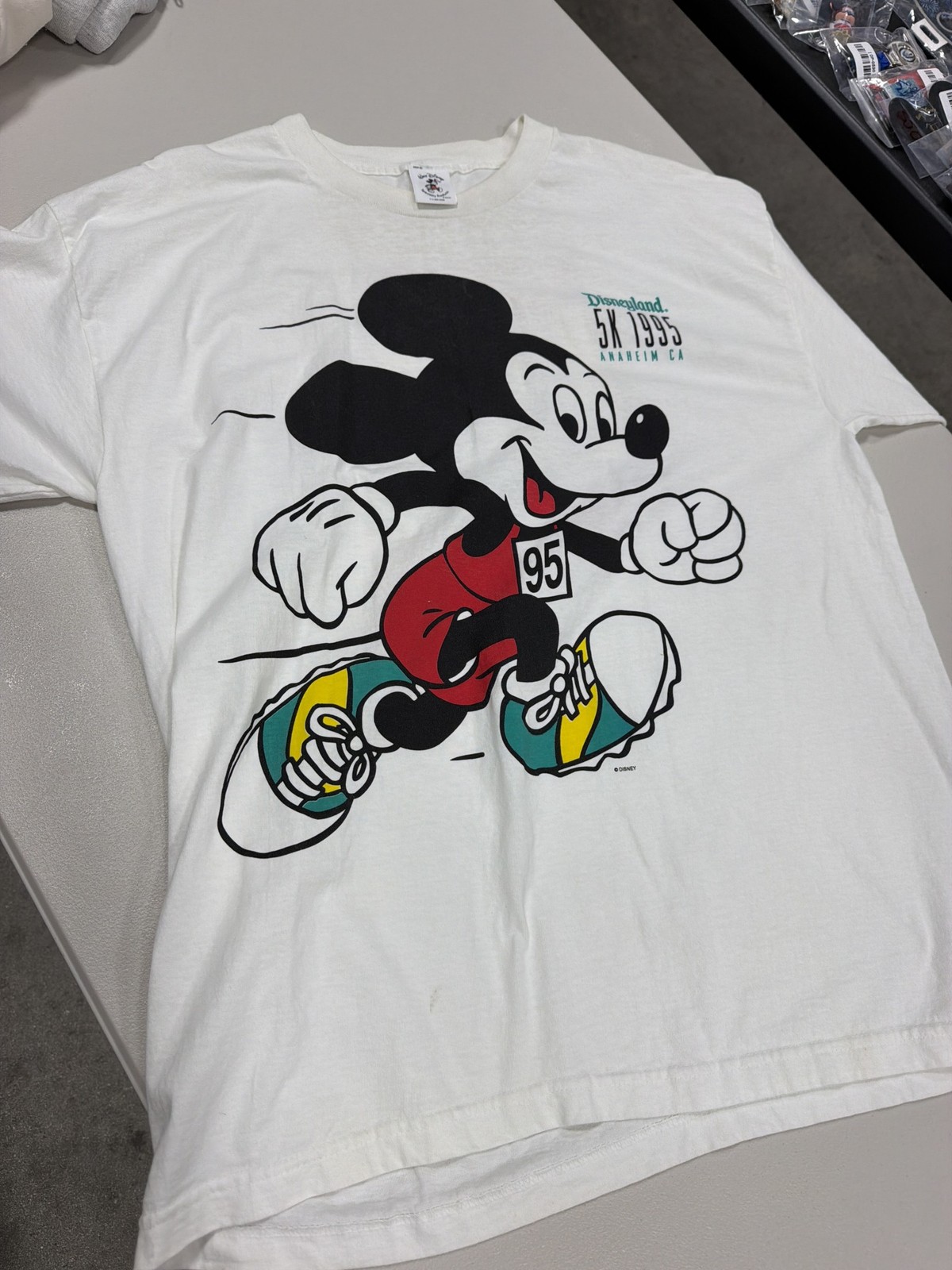 Vintage 1995 Disneyland 5K Run Mickey Mouse T-Shirt White Murina Made USA XL Vintage 1995 Disneyland 5K Run Mickey Mouse T-Shirt White Murina Made USA XL