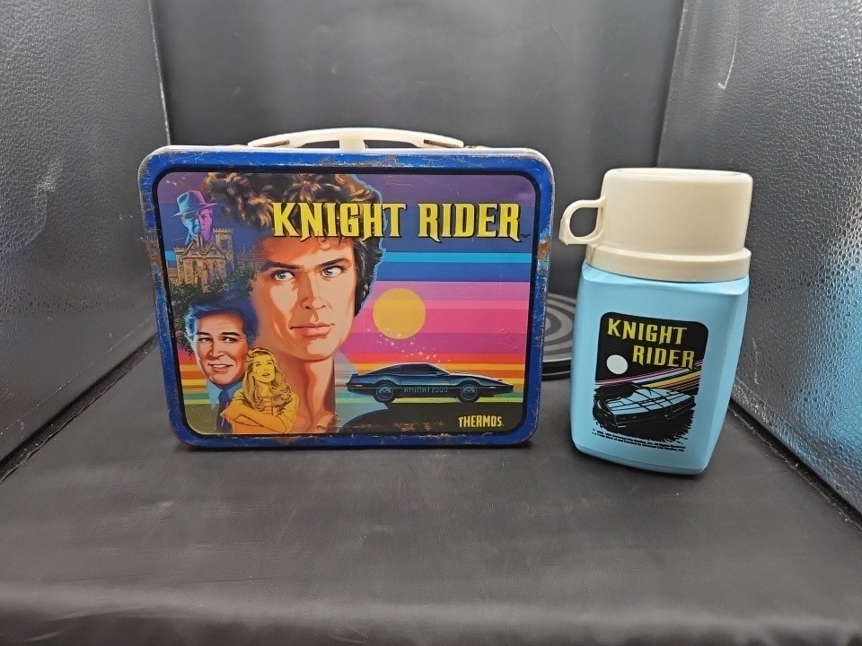 Vintage 1982/1983 Thermos KNIGHT RIDER Metal Lunch Box with Plastic Thermos