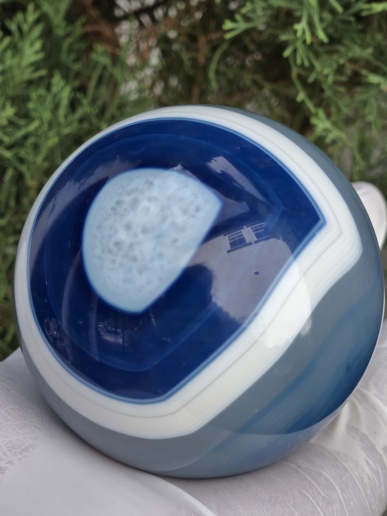 Blue Banded Agate (2.6in 388gm) Crystal Sphere Large Brazil Dyed Decorative Gift Blue Banded Agate (2.6in 388gm) Crystal Sphere Large Brazil Dyed Decorative Gift