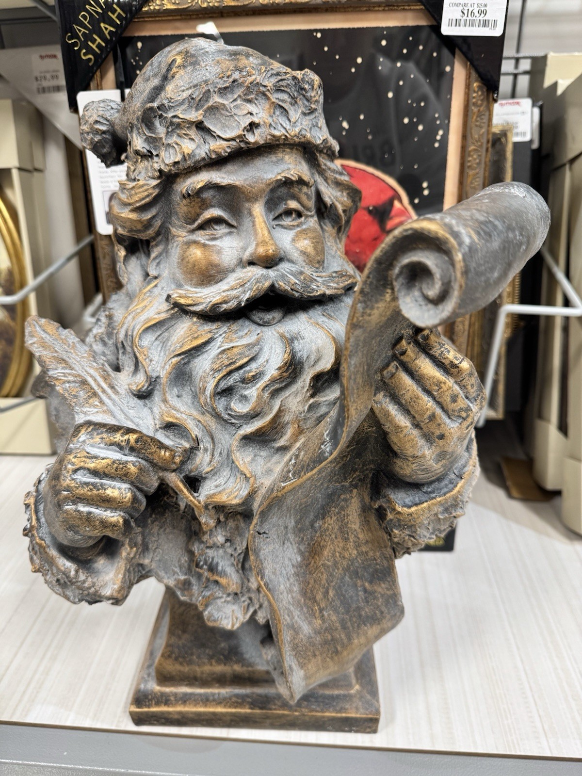 Antique Bronze 16” Santa Bust Mark Robert’s Style Antique Bronze 16” Santa Bust Mark Robert’s Style