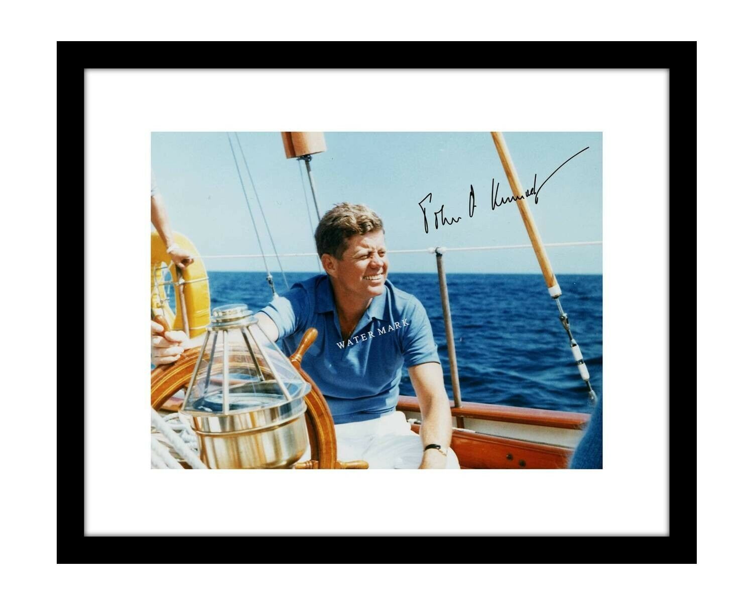 John F Kennedy 8x10 signed photo Sail Boat JFK autographed democrat 1960s