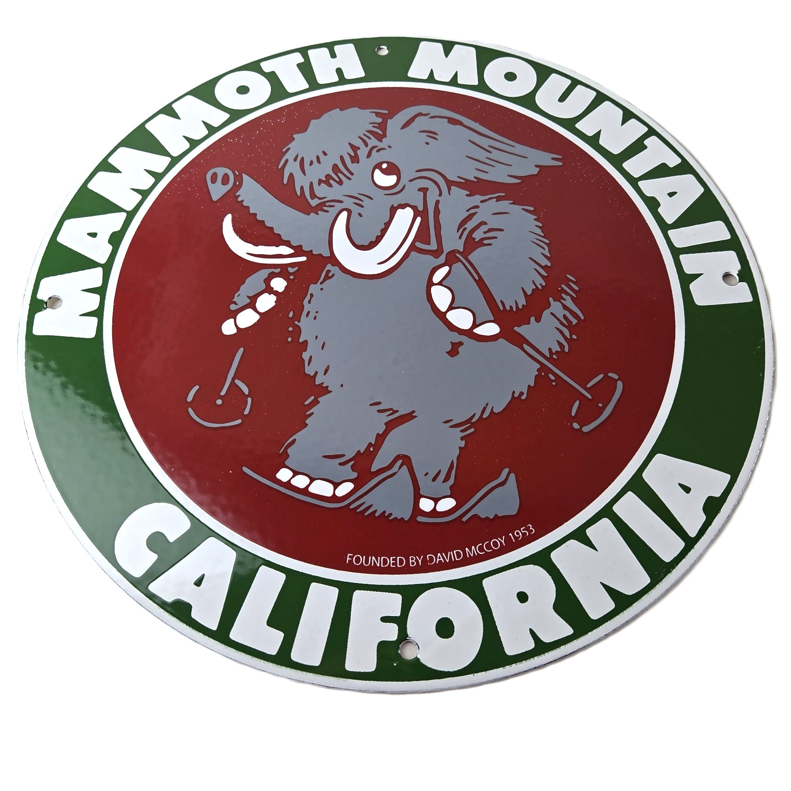 Vintage Mammoth Mountain Sign - California Ski Park Gas Pump Porcelain Sign