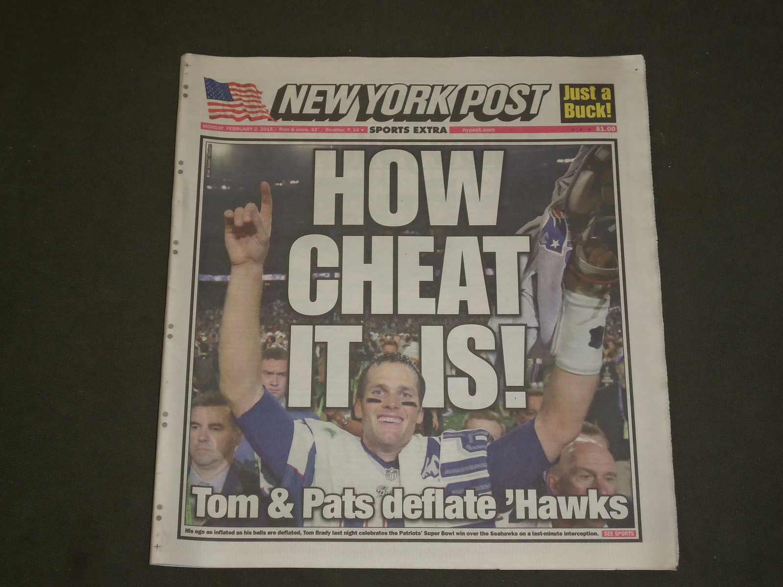 2015 FEBRUARY 2 NEW YORK POST NEWSPAPER - PATRIOTS WIN SUPER BOWL 2015 FEBRUARY 2 NEW YORK POST NEWSPAPER - PATRIOTS WIN SUPER BOWL