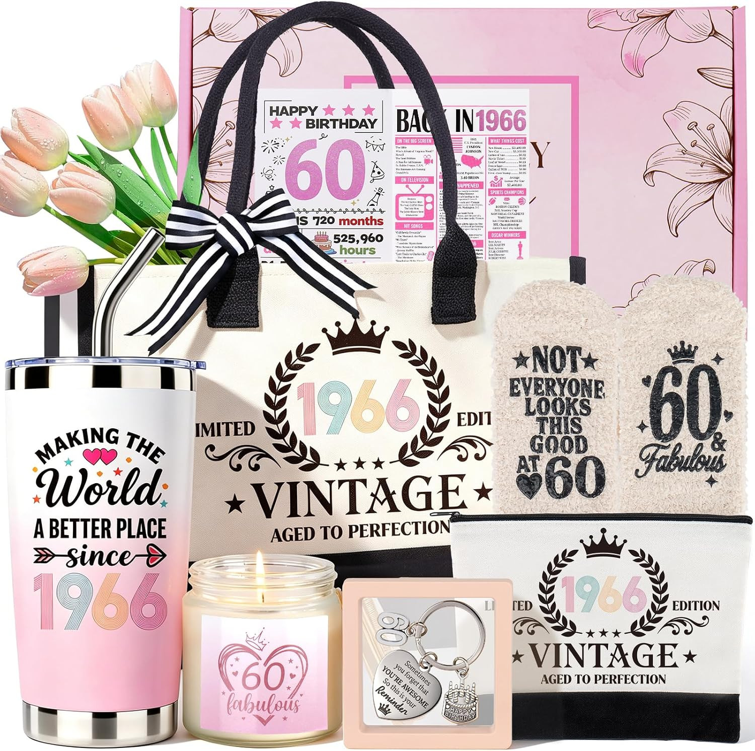 60Th Birthday Gifts for Women, Vintage 1966 Birthdays Gift for Her, Cool 60 Year