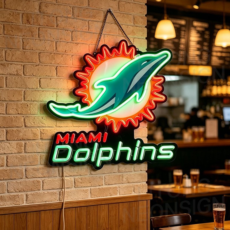 US STOCK Miami Dolphins Dimmable LED Neon Sign 15.5\