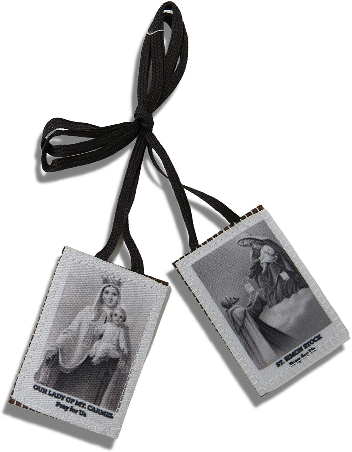 Vintage Style Wool-Backed Scapulars Catholic, Colorless Scapular Necklace, 18 In