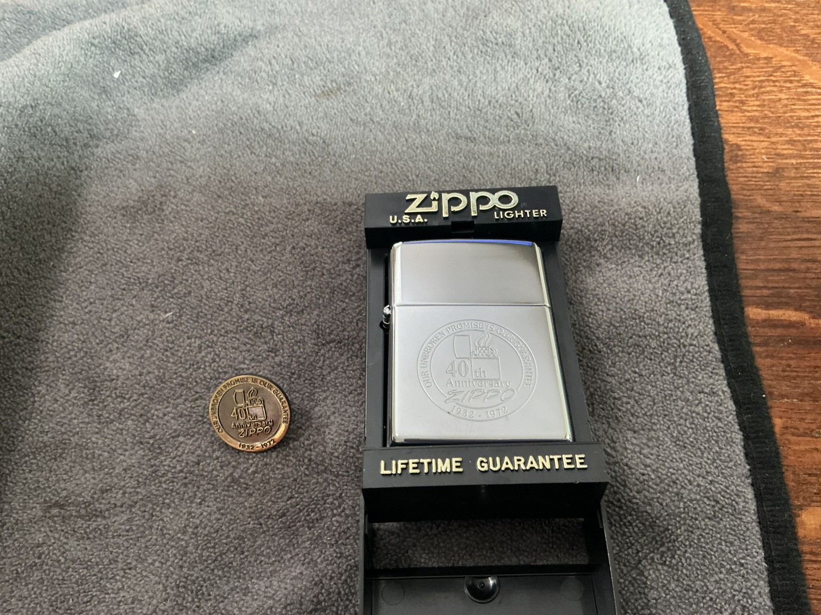 Vintage 1992 Zippo 40th Anniversary Zippo Lighter w/ Lapel Pin - Unfired