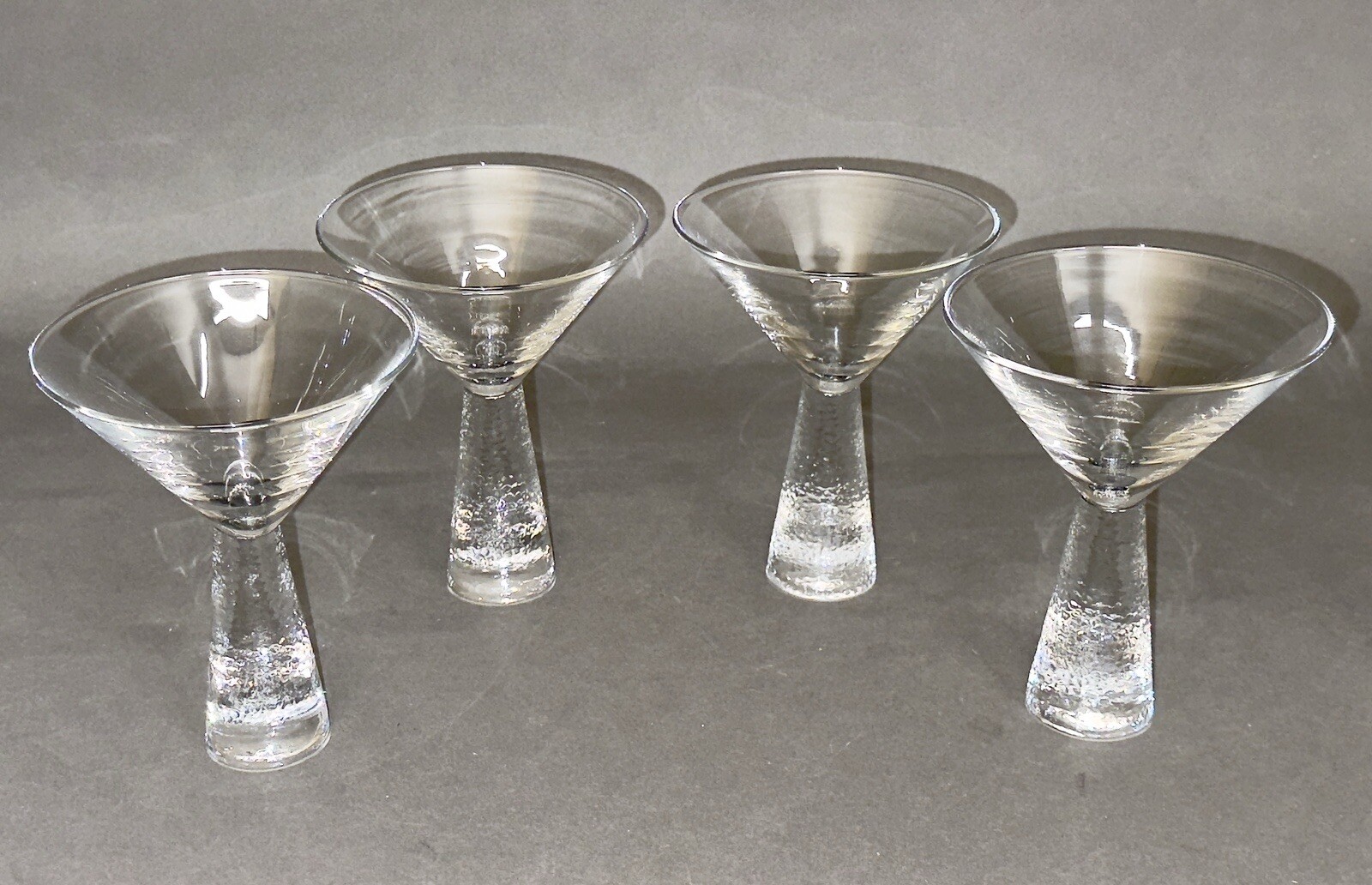 Stunning Vintage of Four Artland Prescott Martini Glass Ice/White Frosted Stem Stunning Vintage of Four Artland Prescott Martini Glass Ice/White Frosted Stem