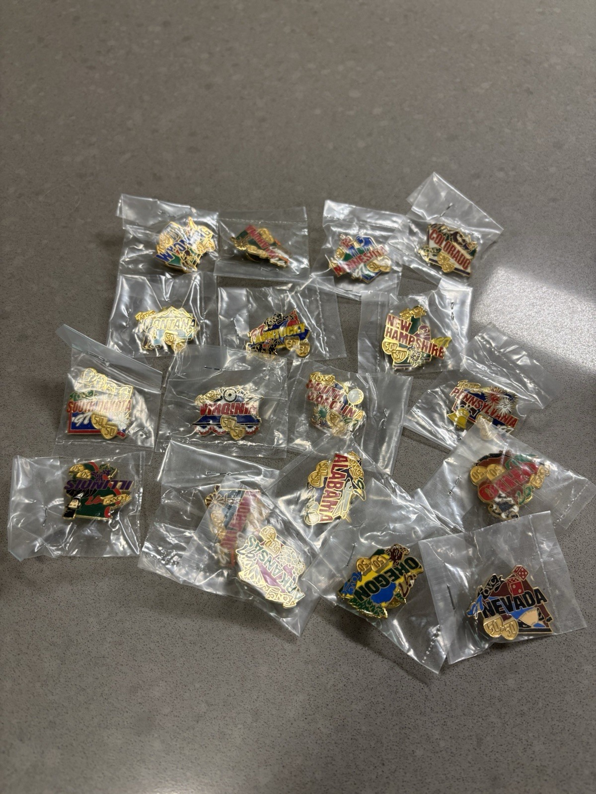 LOT Of  19 new old stock Vintage 1997 QVC Quest for Americas Pin 50 in 50