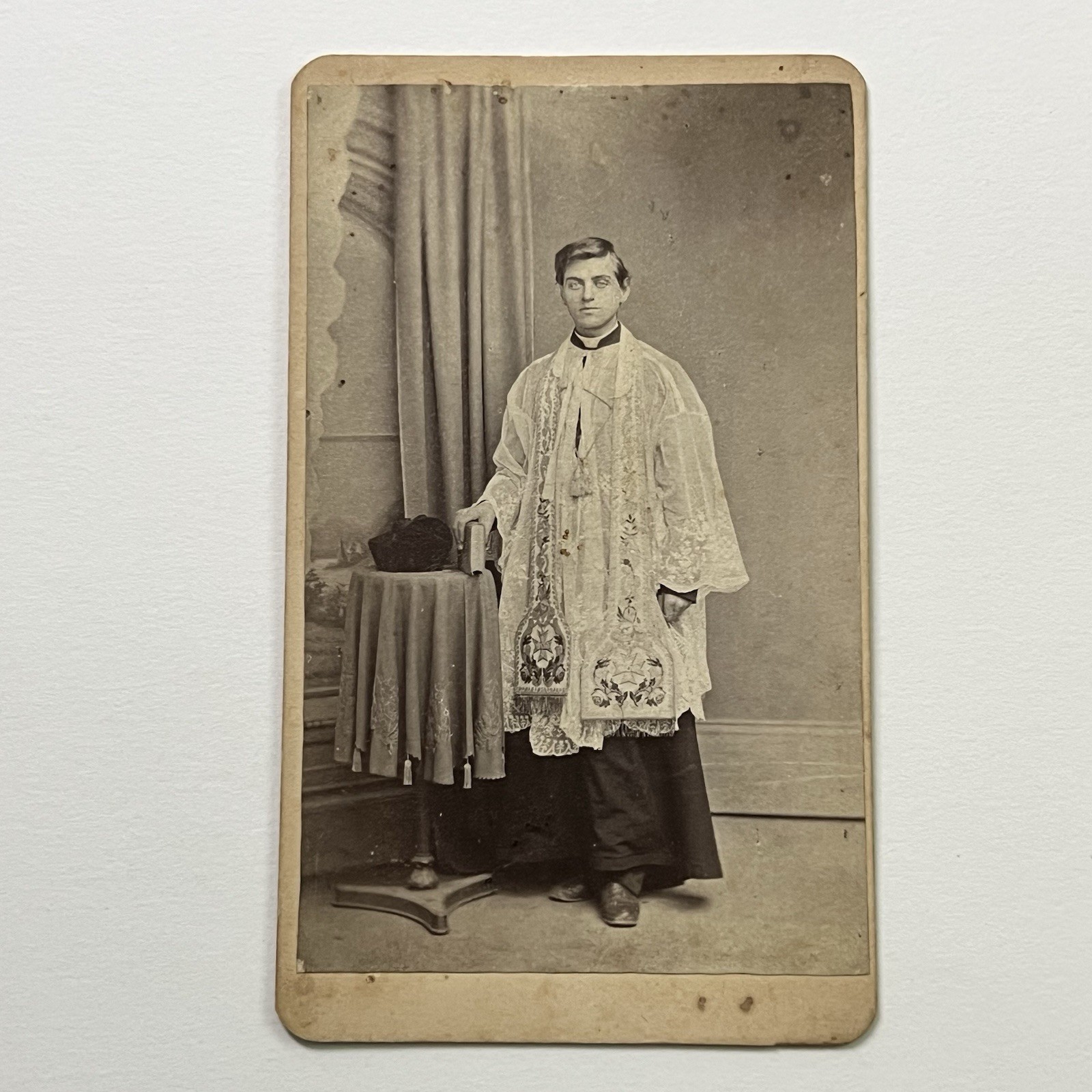 Antique CDV Photograph Handsome Young Priest Occupational Milwaukee WI Antique CDV Photograph Handsome Young Priest Occupational Milwaukee WI
